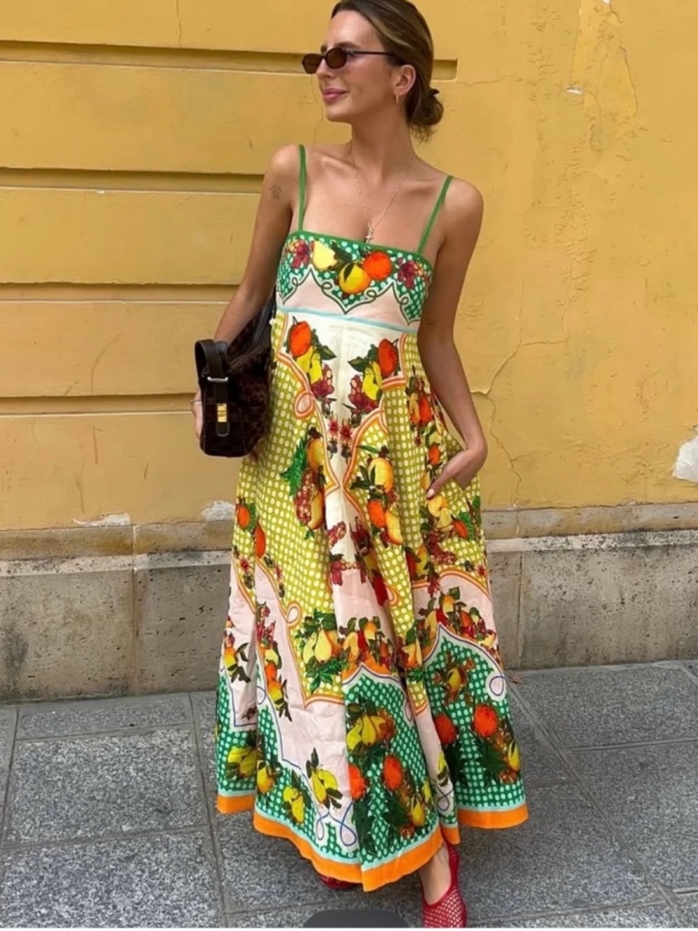 ALÉMAIS Lemonis Printed Linen
Midi Dress Sz 0